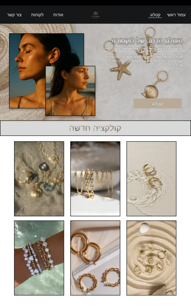 תיק עובודת של חנות תכשיטים לתצוגה של עבודות של בונה אתרים וורדפרס